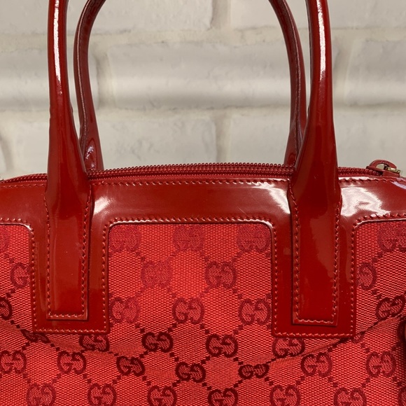 ⭐ Gucci Tote Bag Red Leather and Canvas 412819 - Picture 3 of 11